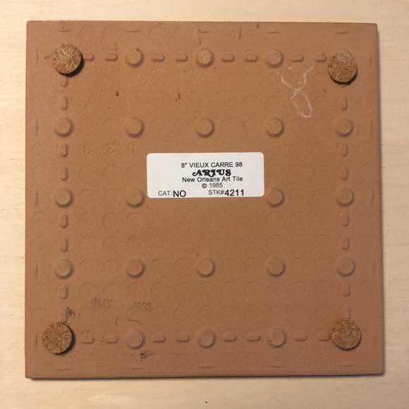 Vieux Carre New Orleans 1998 8” x 8” Terra Cotta Tile - Picture 4 of 5